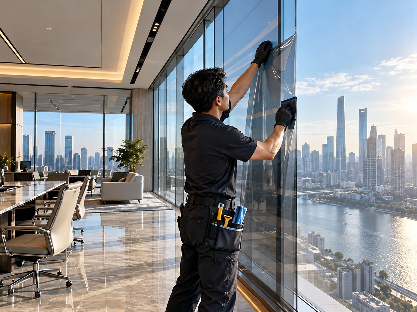 Office and commercial window film installation